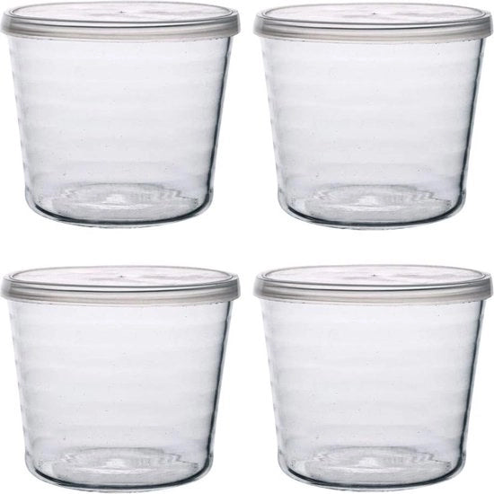 Set di pudding in vetro, con 4 pezzi, dessert con set di coperchi