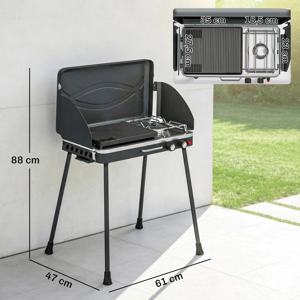 Barbecue a Gas Portatile 2 in 1 ¨C Minimal ¨C 7 kW Grigio