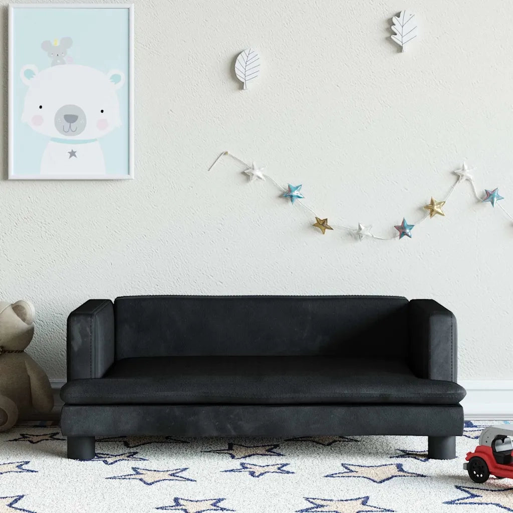 Divano per Bambini-Sofa-Divanetto Nero 80x45x30 cm in Velluto