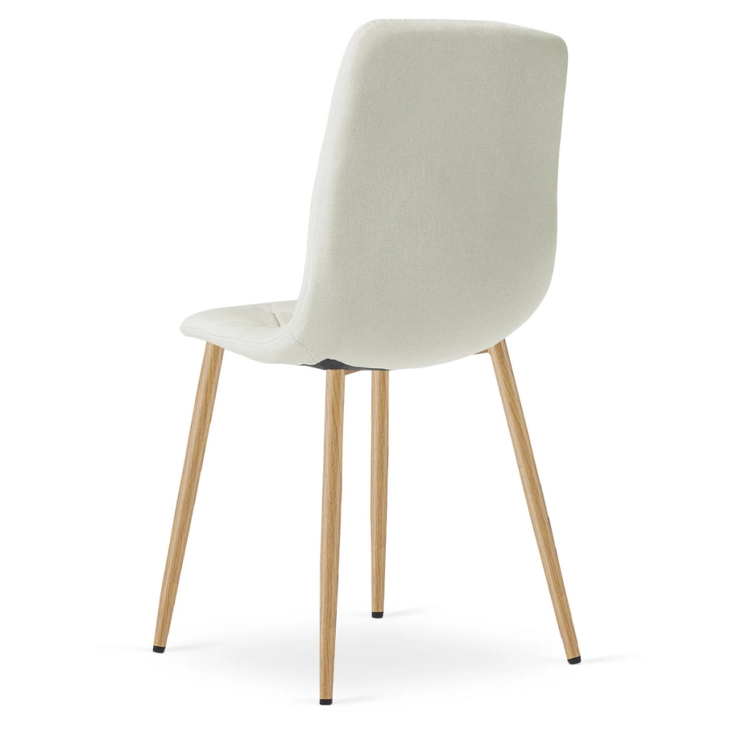 Sedia Libra beige in tessuto con gambe effetto legno