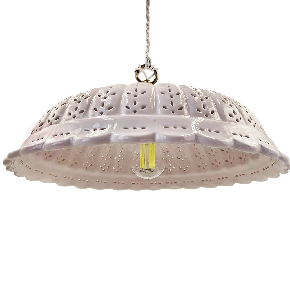 POMARANCE Lampadario in Ceramica Traforata Ø41 Rustico Country