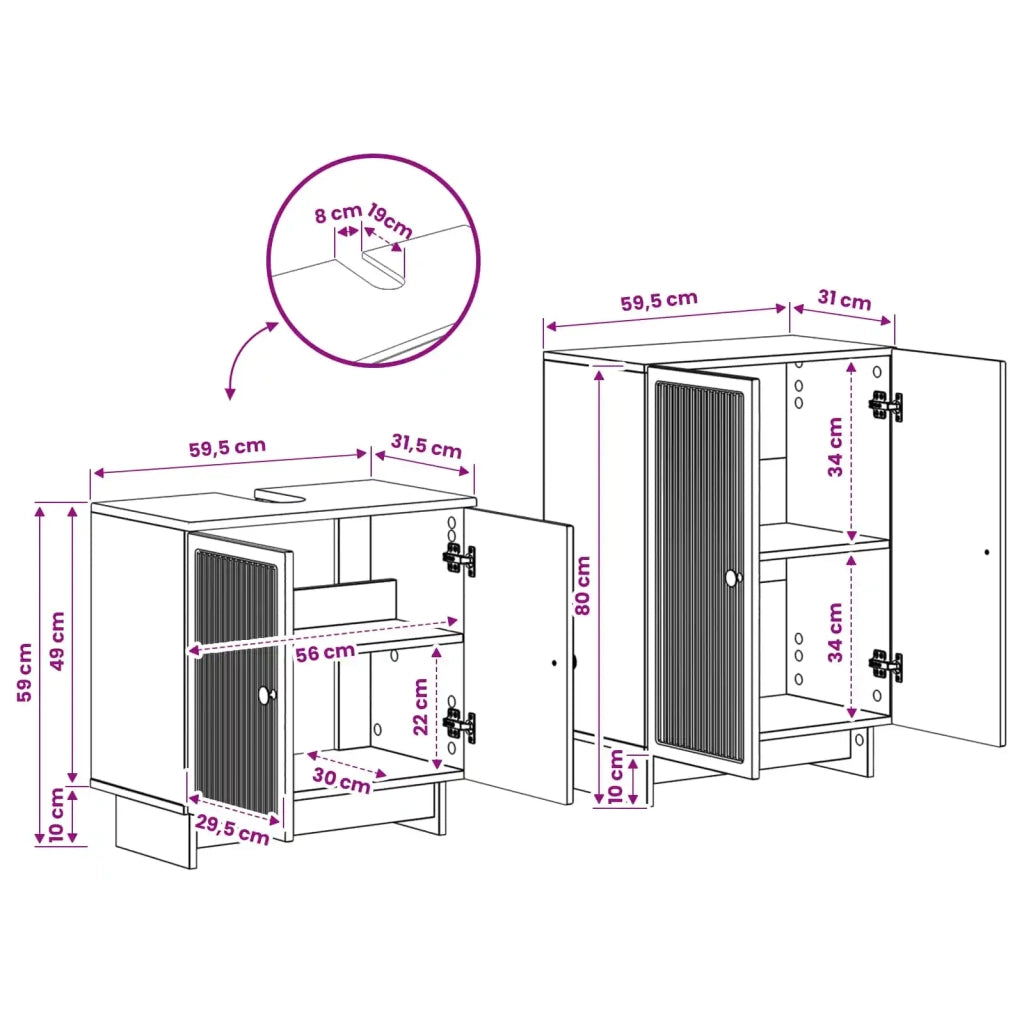 Set di Armadi da Bagno da 2 Pezzi EDE Legno antico 3417583