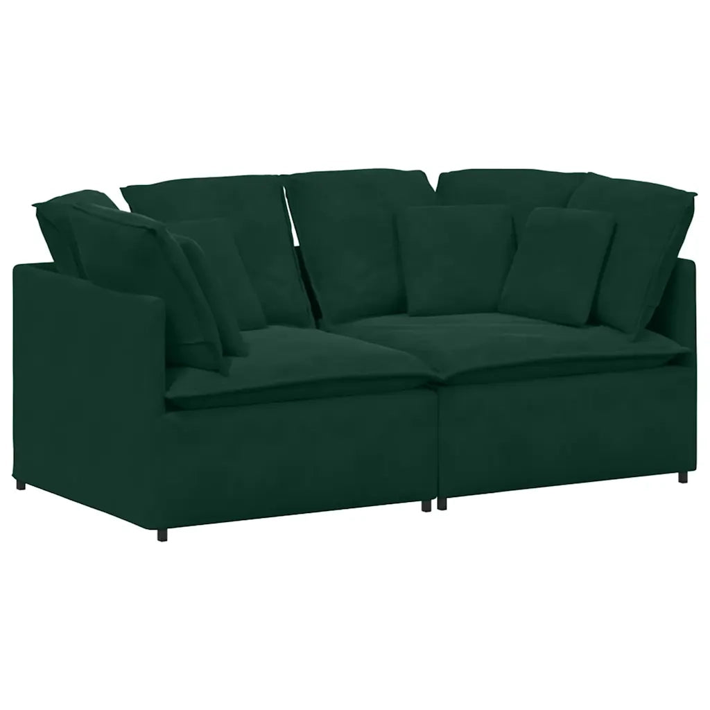 Divano Modulare con Cuscini in Velluto Verde Scuro 3321251