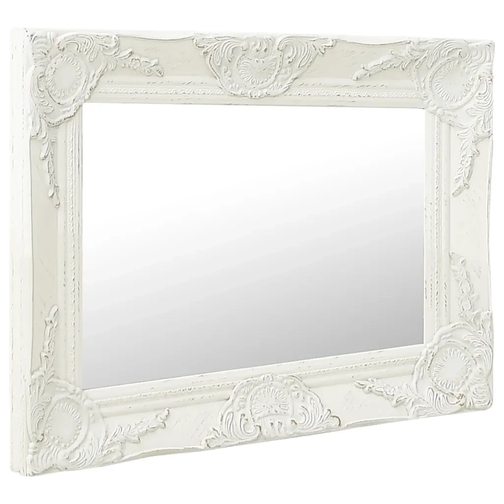 Specchio da Parete Stile Barocco 50x40 cm Bianco 320308