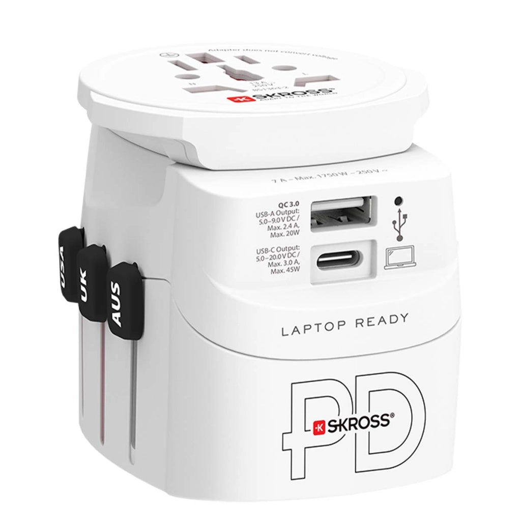 Adattatore da viaggio Pro Light 45W USB e USB-C Power Delivery universale Bianco Skross