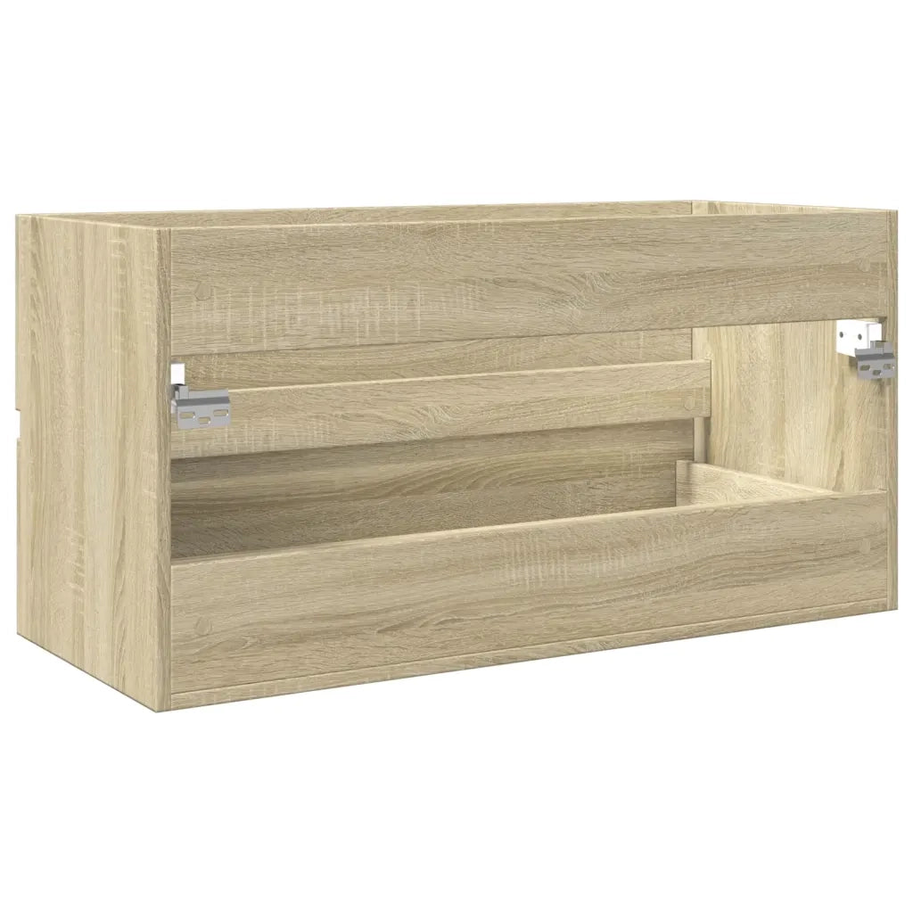 Mobiletto lavabo da bagno a parete dal design moderno e salvaspazio 90 x 38 x 45 cm in legno composito rovere Sonoma 02_0049702