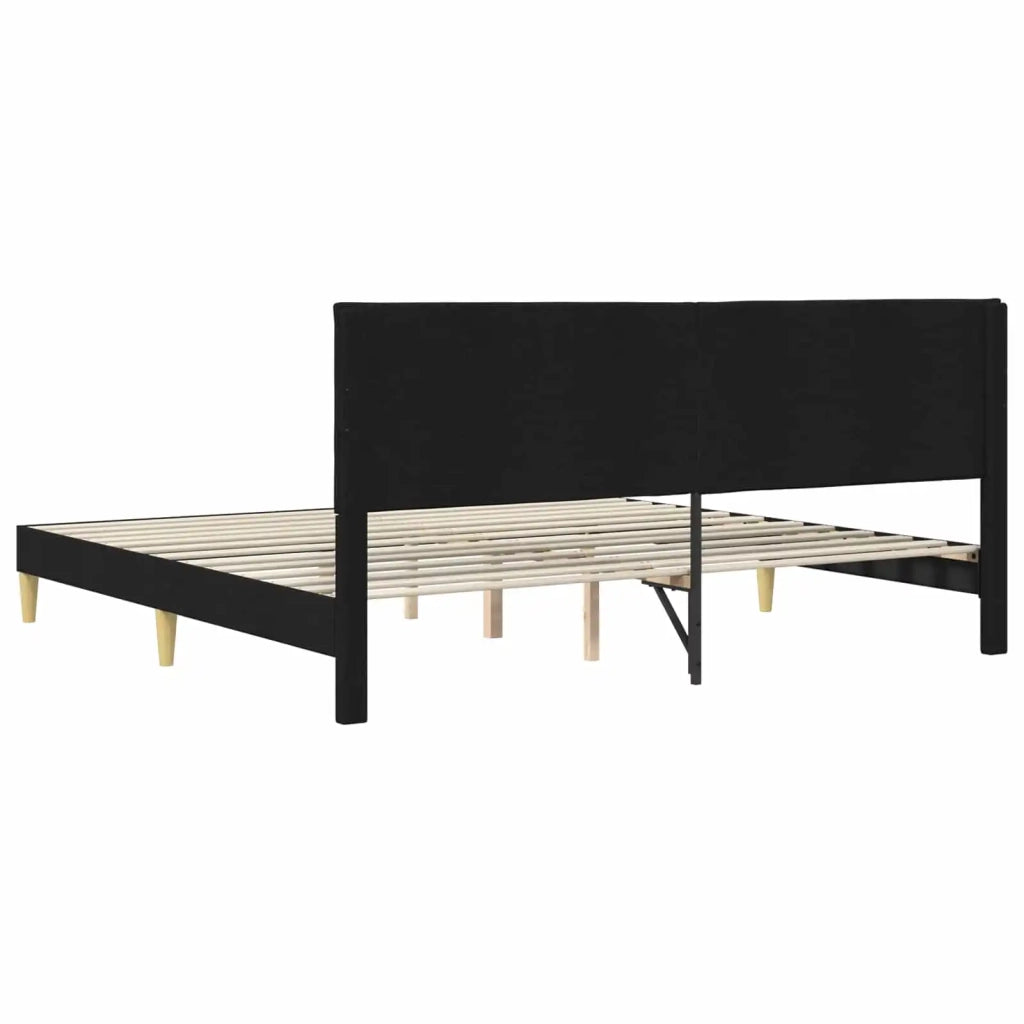 Struttura del letto con testiera-Giroletto Nero 200 x 200 cm Tessuto 535409