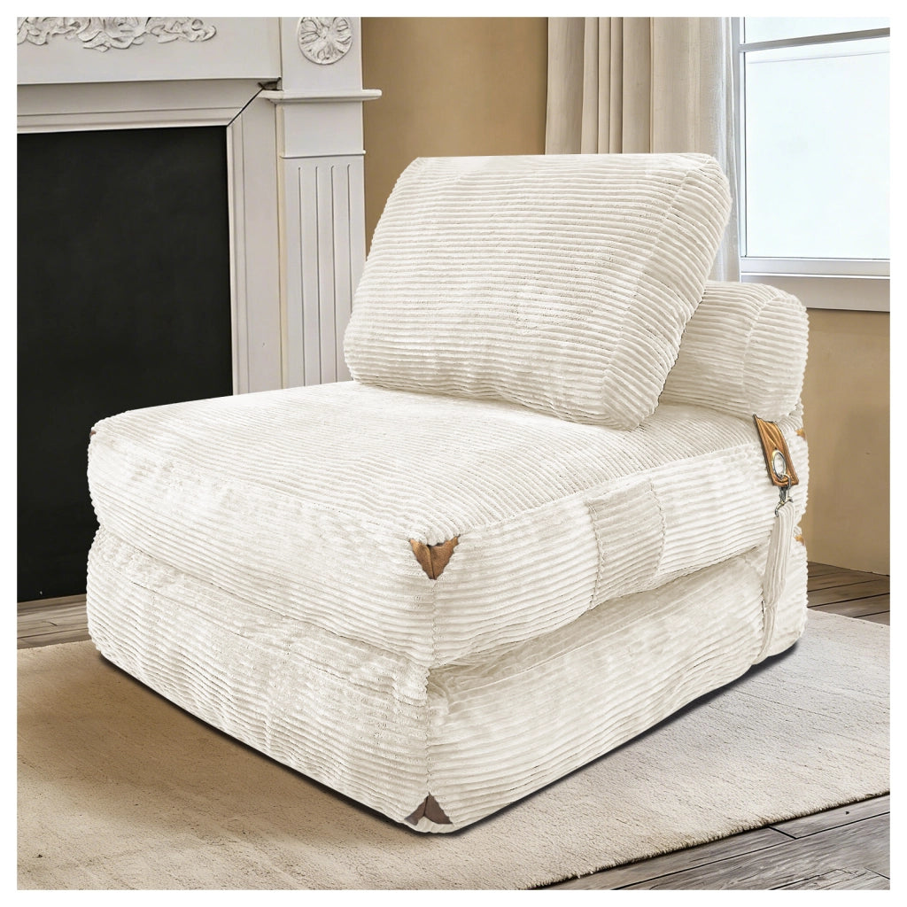 Divano letto pieghevole con funzione letto e design compatto in flanella bianca