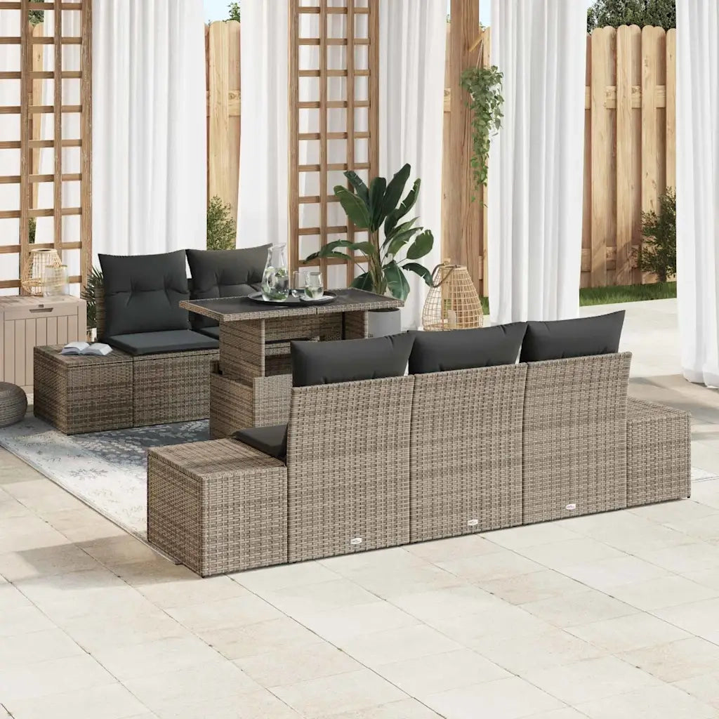Set di divani con cuscino 6 pcs Grigio polyrattan 3349095