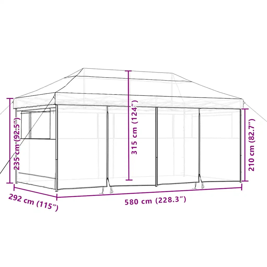 Tendone per Feste Pieghevole Pop-Up con 4 Pareti Beige 4004951