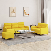 Set di Divani 3 pz con Cuscini Giallo Chiaro in Tessuto 3201613