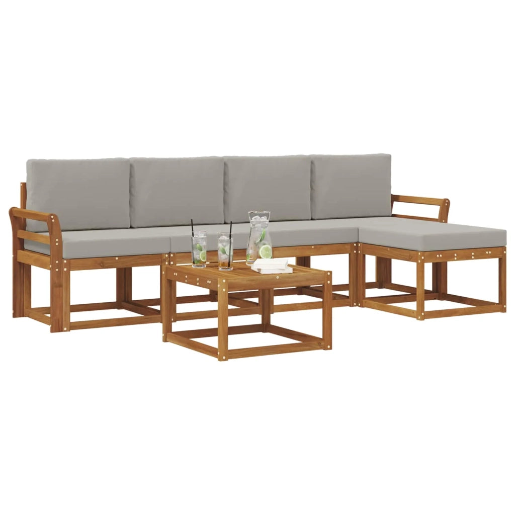 Set di divani da esterno 6 pcs Grigio Naturale e Chiaro 3366289