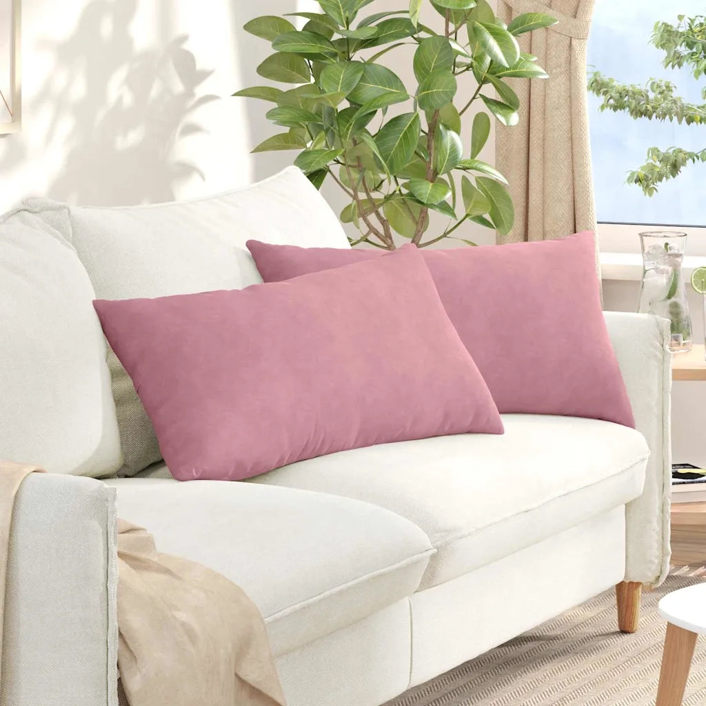 Cuscini da Divano 2 pz-Set di 2 Cuscini per Sofa Rosa 80 x 40 cm Tessuto in Cords