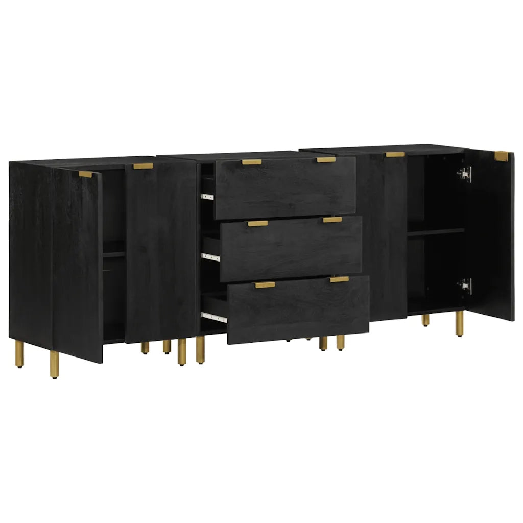 Credenze 3 pz Nere in Legno Multistrato 3309993