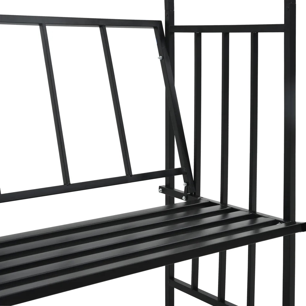 Arco da Giardino con Panca Nero 128x50x207 cm in Ferro 47093