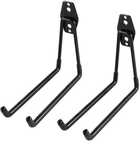 Organizzatore di attrezzi per garage - Hanger per parete robusto - Nero - Ideale per giardino e garage - 2 pezzi