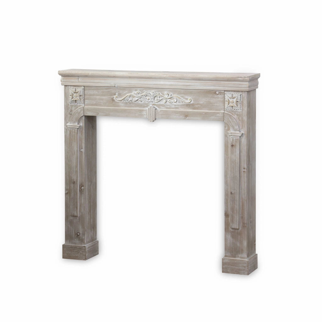 Cornice per caminetto effetto legno, marrone sbiancato
