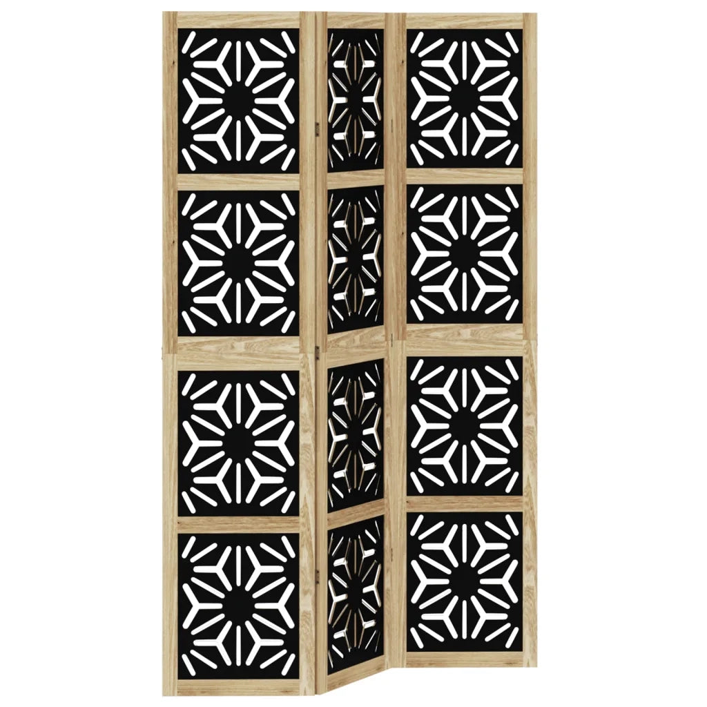 Divisorio Ambienti | Divider per stanze | Paravento 3 Pannelli Marrone e Nero Massello Paulownia