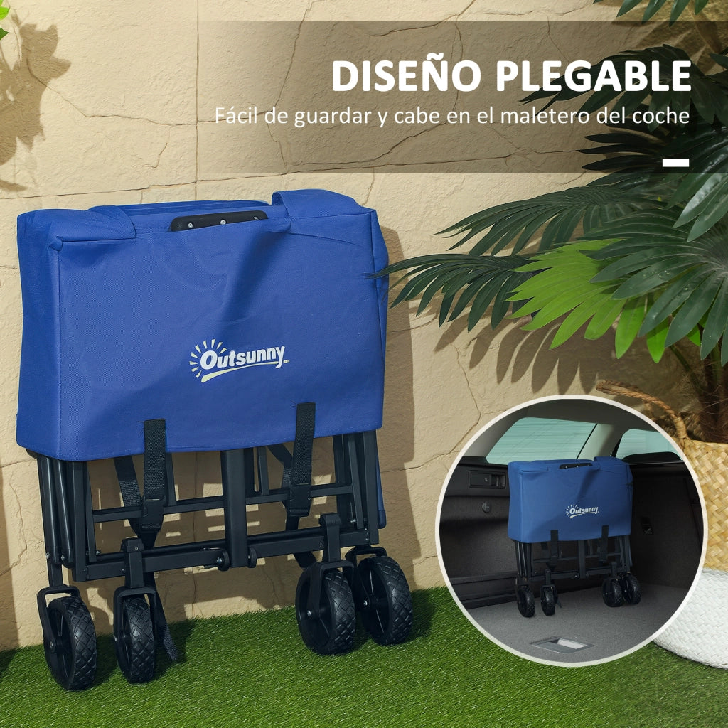 Carrello da Giardino Pieghevole con Ruote ¨C Zephmum ¨C Blu 64x42x27 cm