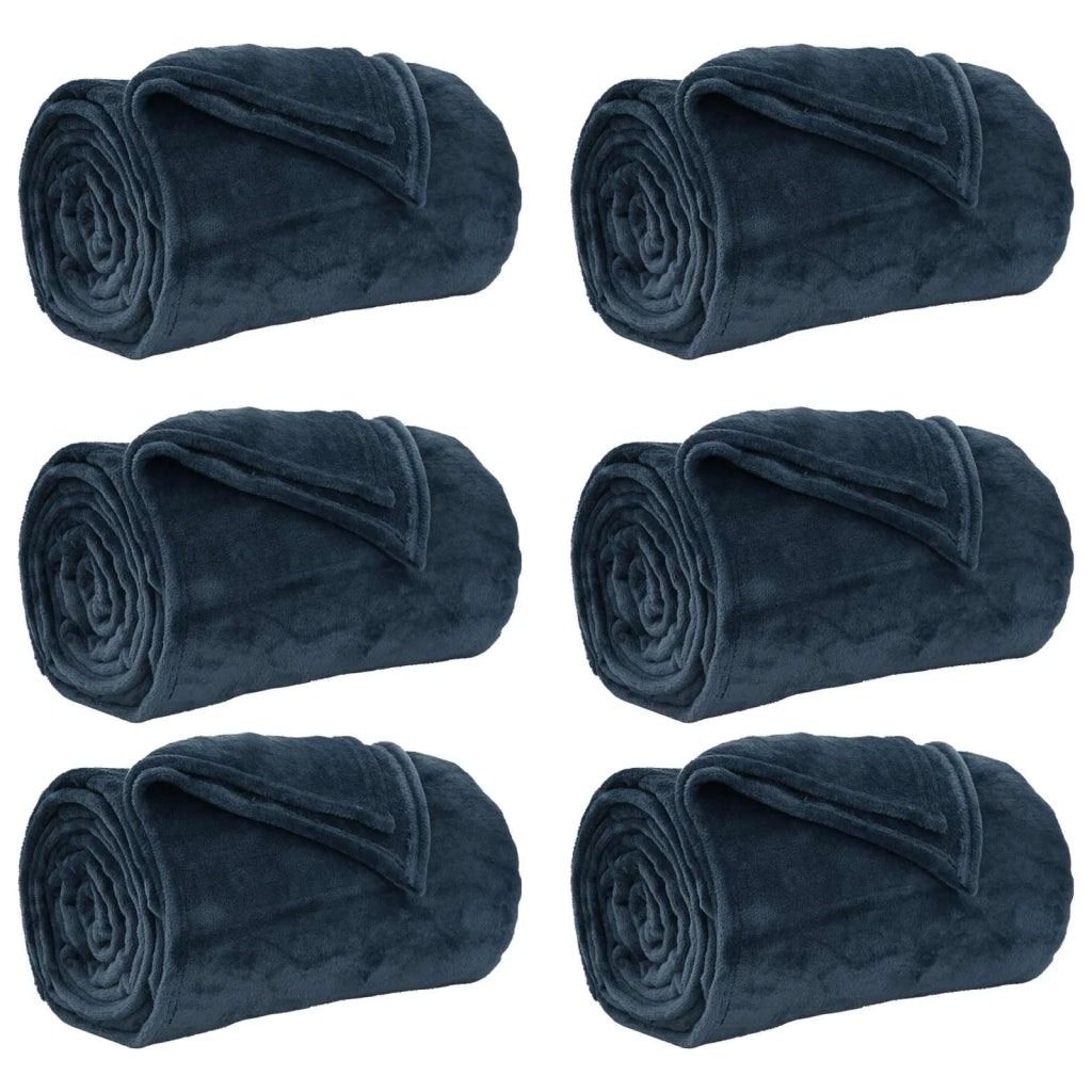 Coperte da Pile 6 pz Blu navy 130 x 150 cm Panno