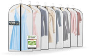 8 x Cestini per abiti premium con cerniera - Cestino trasparente per abiti, camicie e simili - Cestini per abiti impermeabili, respiranti e idrorepellenti - Cestini per protezione degli abiti - Dimensioni: 100x60cm