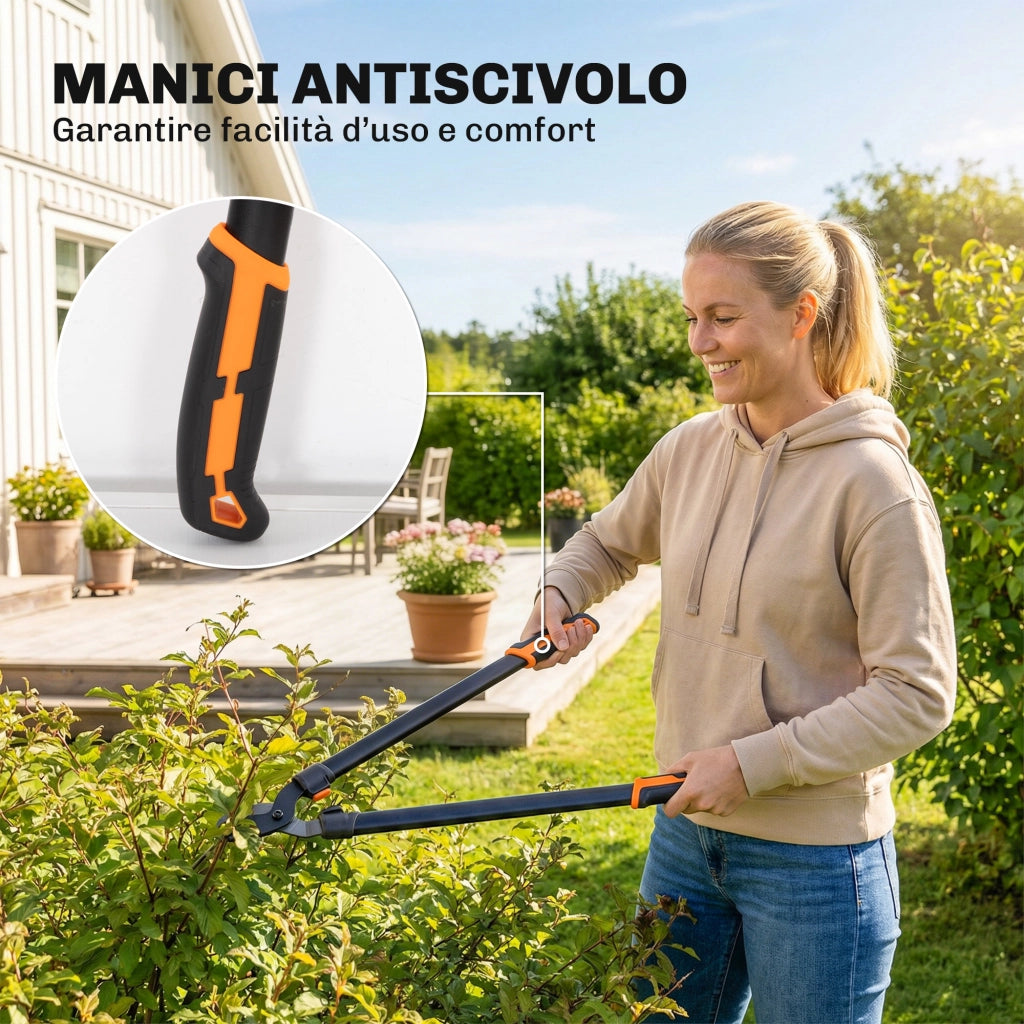 Set da Giardinaggio 2 Pezzi con Troncarami e Cesoie, con Impugnatura Morbida e Blocco di Sicurezza