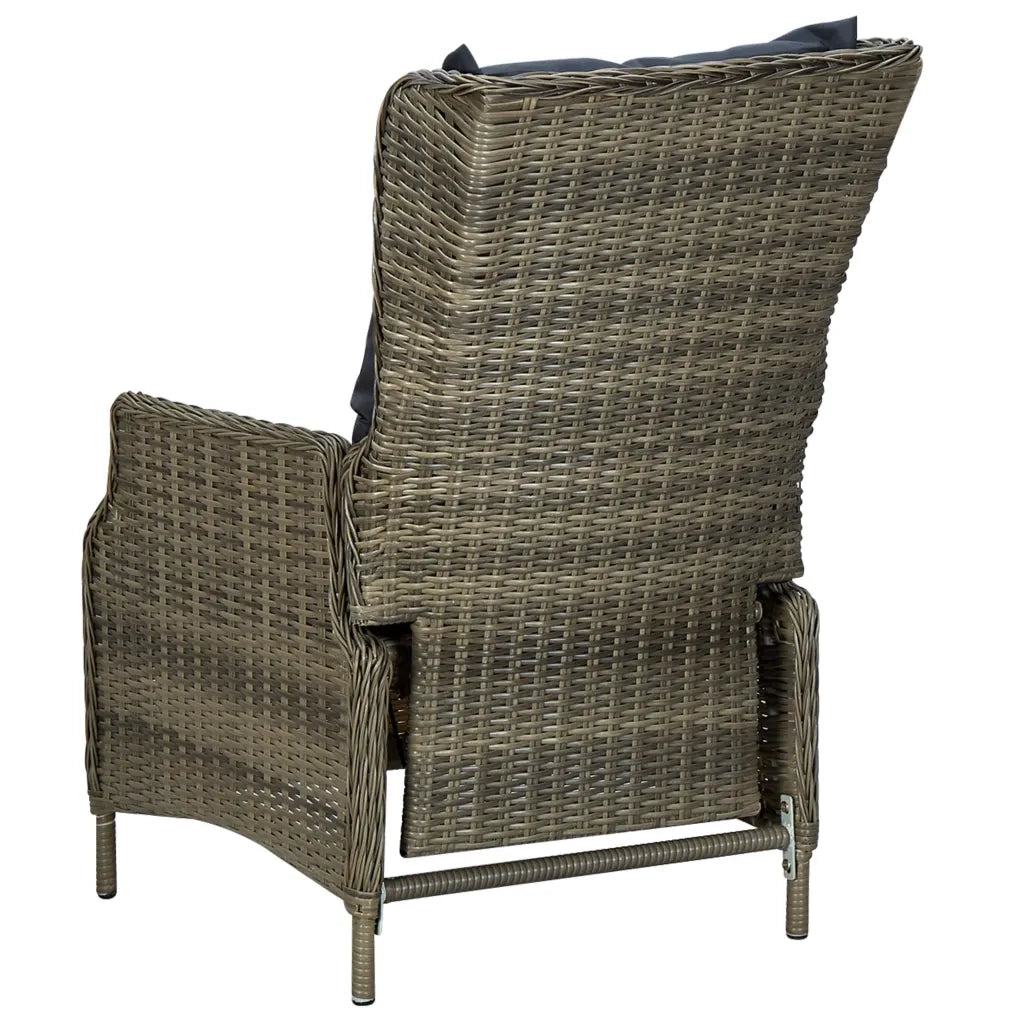 Set da Pranzo da Giardino 9 pz con Cuscini in Polyrattan Marrone 3060161