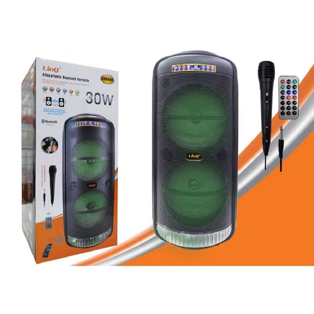 Trade Shop - Altoparlante Speaker Cassa Bluetooth Portatile Kb8808 30w Microfono Telecomando -