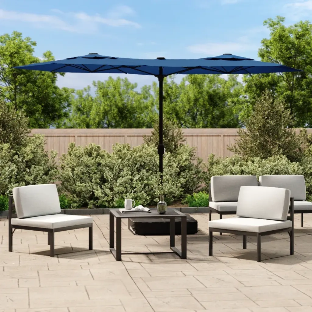 Ombrello | Parasolne a Doppia Testa con LED Azzurro 316x145 cm
