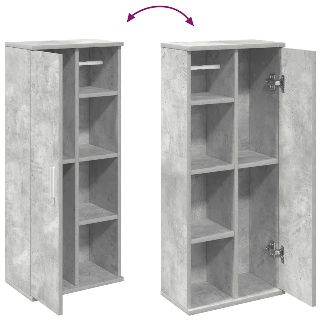 vidaXL Mobile da Bagno con Portarotolo Grigio Cemento 39x22x90 cm