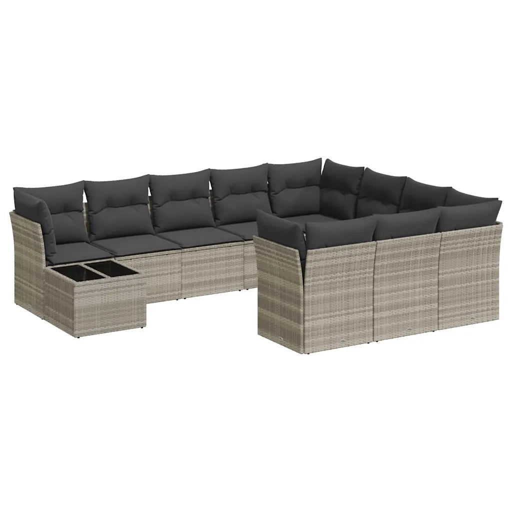 Set Divani da Giardino 11 pz con Cuscini in Polyrattan Grigio