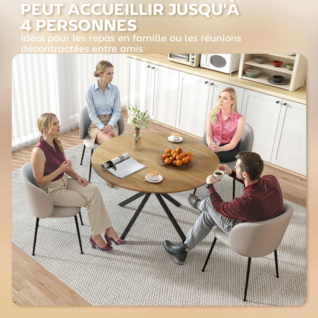 Tavolo da pranzo rotondo allungabile per 4 persone ¨C zephmum ¨C effetto legno quercia/acciaio antracite 120 cm