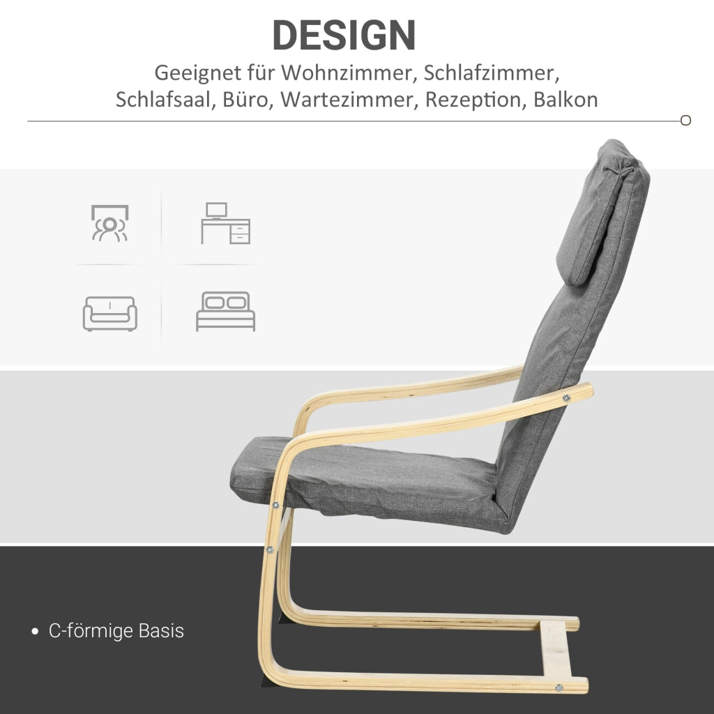 Poltrona con Schienale e Braccioli ¨C Minimal ¨C Grigio + Naturale