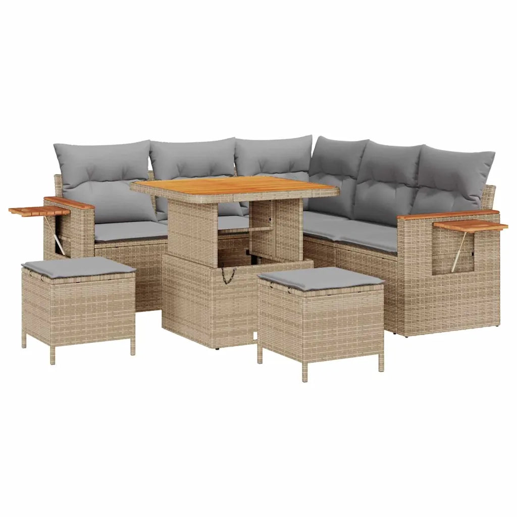 Set Divano da Giardino 9 pcs Beige e Grigio Chiaro polyrattan 3365122