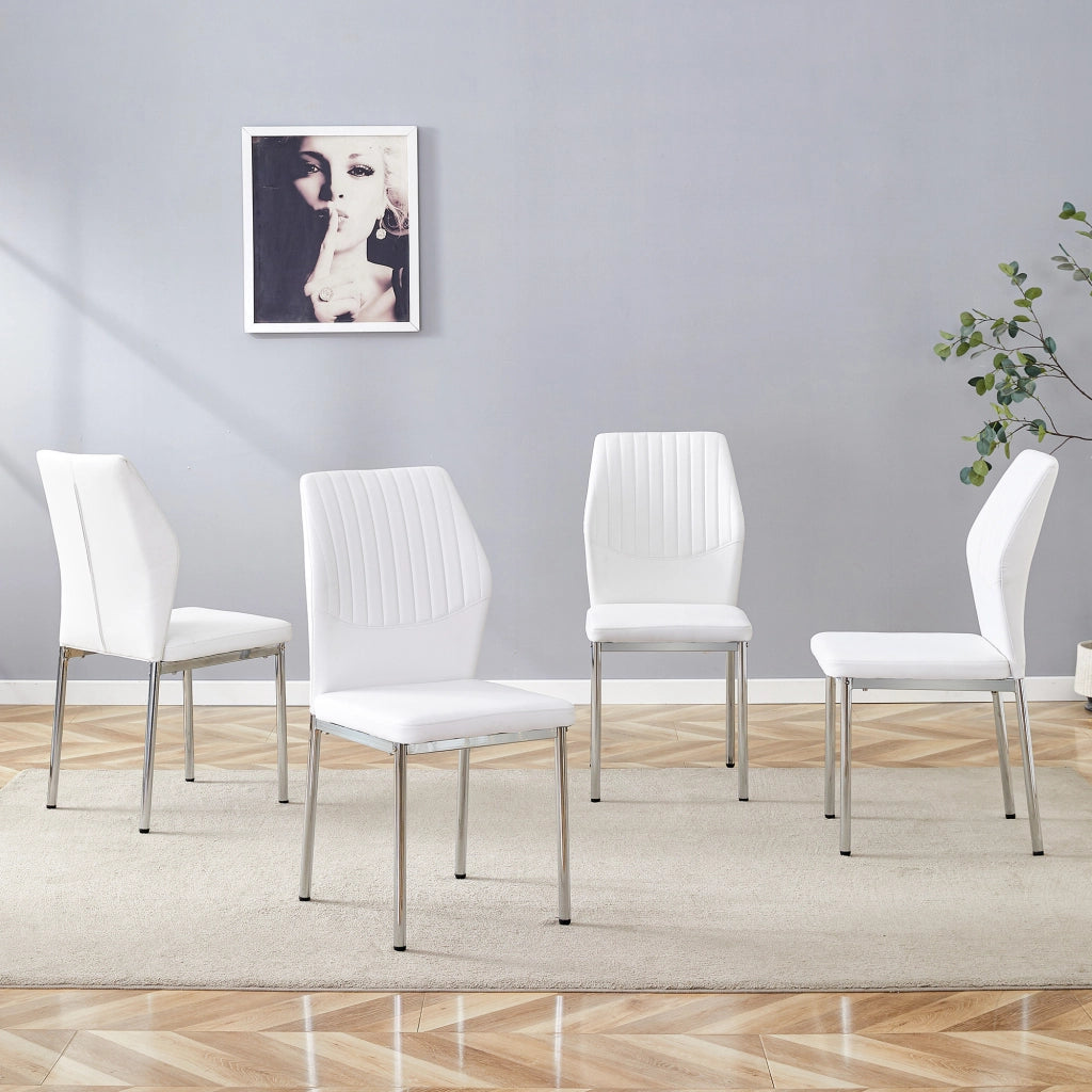 SEDIA da pranzo 93 cm PU bianco/argento Set da 4 pezzi