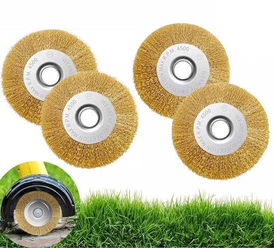 Set di spazzole per giunti, 4 spazzole a filo per Gloria Multibrush e Weedbrush, Ø 10 cm, accessori per pulizia di giunti, muschio, sporcizia e infestanti.