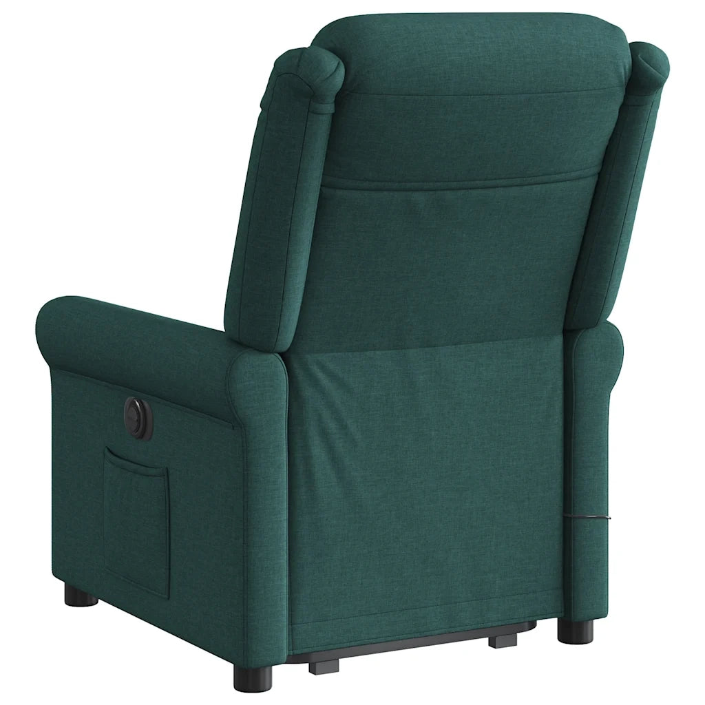 Poltrona Alzapersona Massaggiante Verde Scuro in Tessuto 3303330