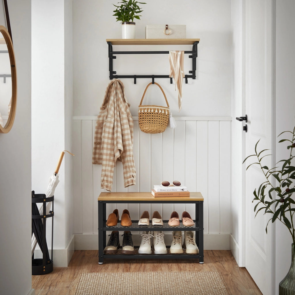 Appendiabiti da parete Loft Artisan con mensola e ganci