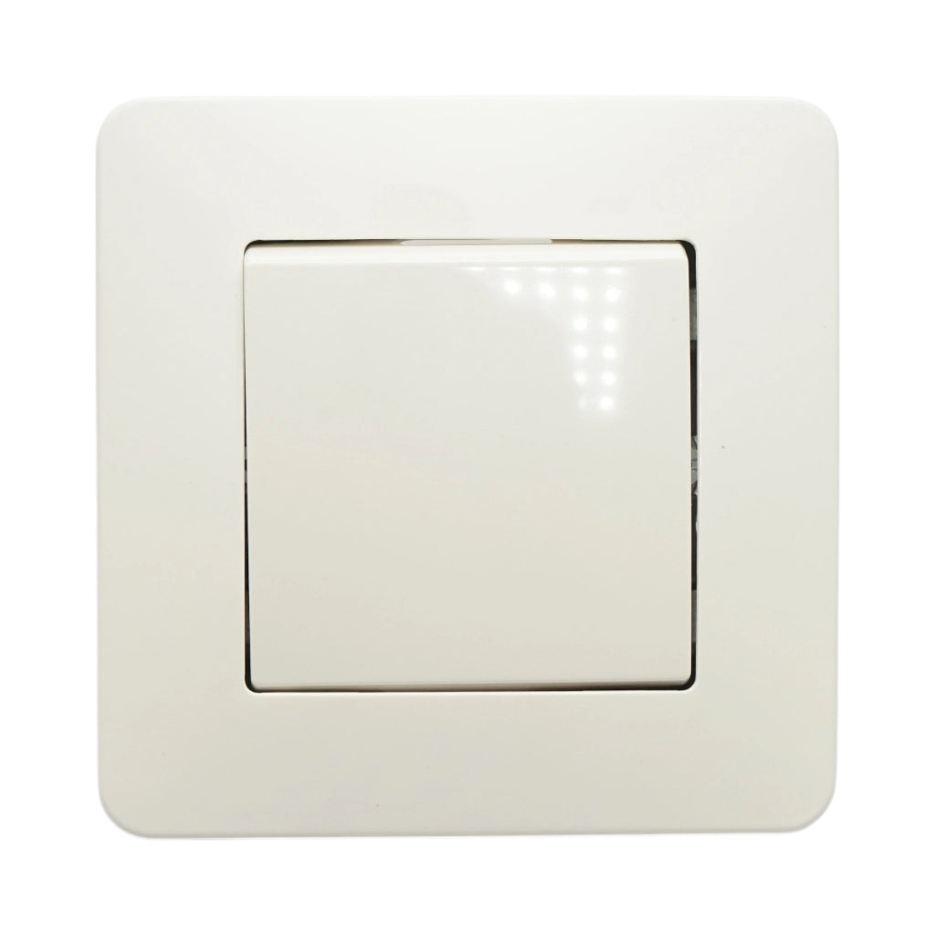 Interruttore semplice da incasso bianco 220V, 10AX, PC 80x80mm