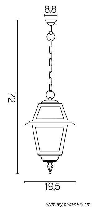 Lampada sospesa esterna Witraż nera 72cm E27 IP43