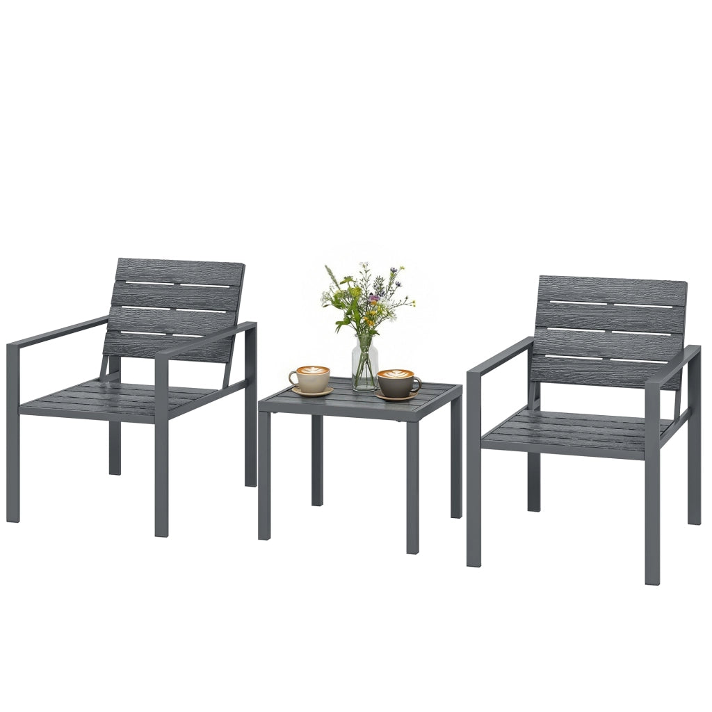 Set Giardino con Sedie e Tavolino ¨C Minimal ¨C Grigio Scuro HDPE Metallo