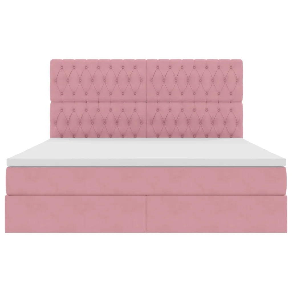 Letto con contenitore e materasso Rosa 180 x 200 cm Velluto