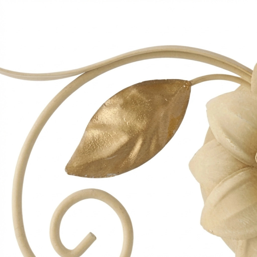 Applique Arte Povera Cesto Metallo Avorio E Oro 1 Luce E14