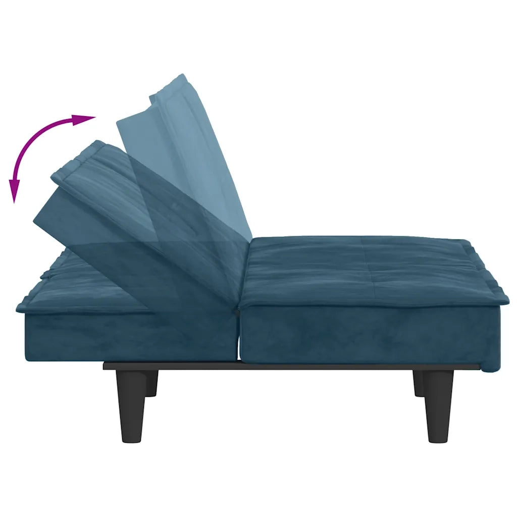 Divano letto | Sof¨¤ letto | Letto singolo con Portabicchieri in Velluto Blu