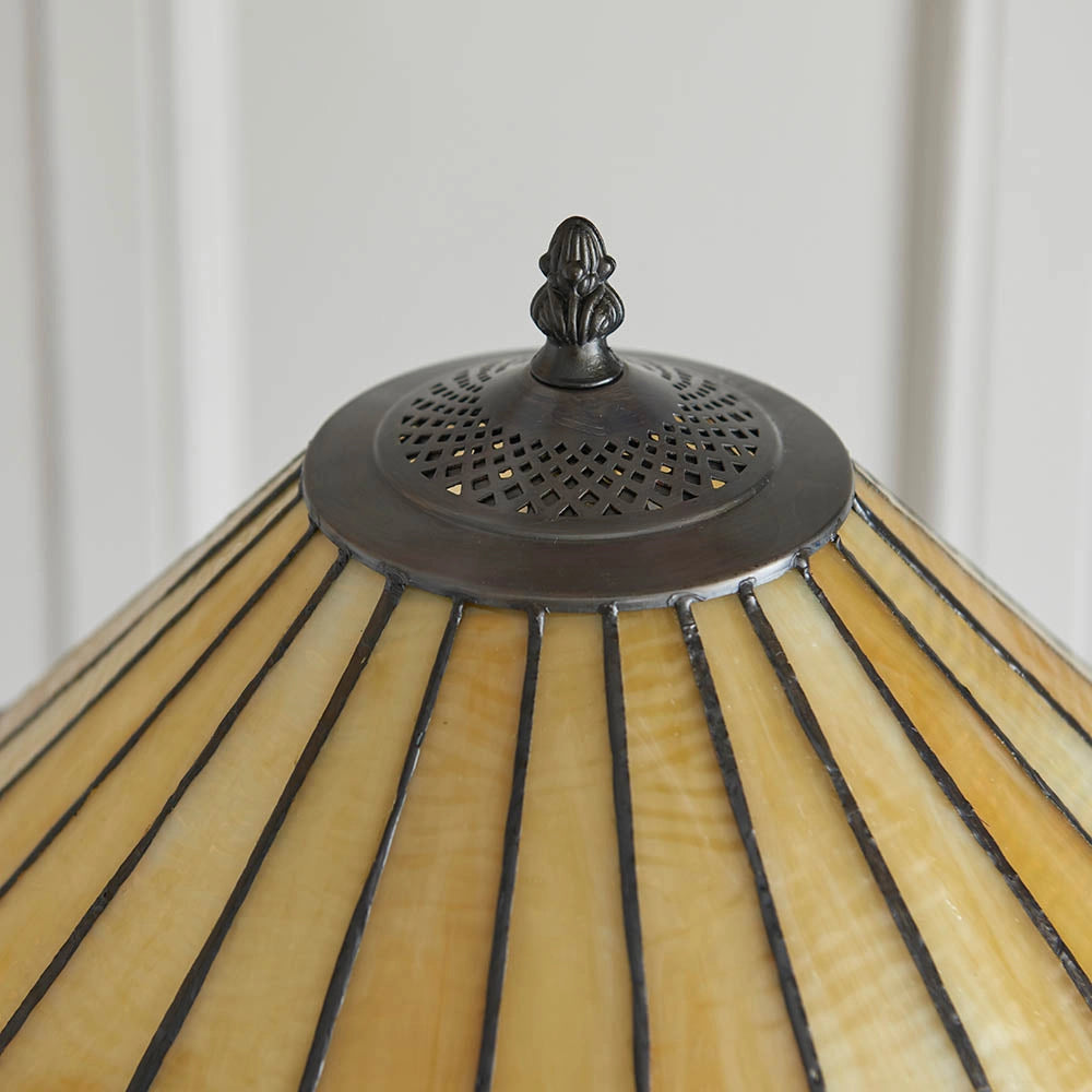 Lampada da terra Tiffany Jamelia, vetro ambra 2xE27