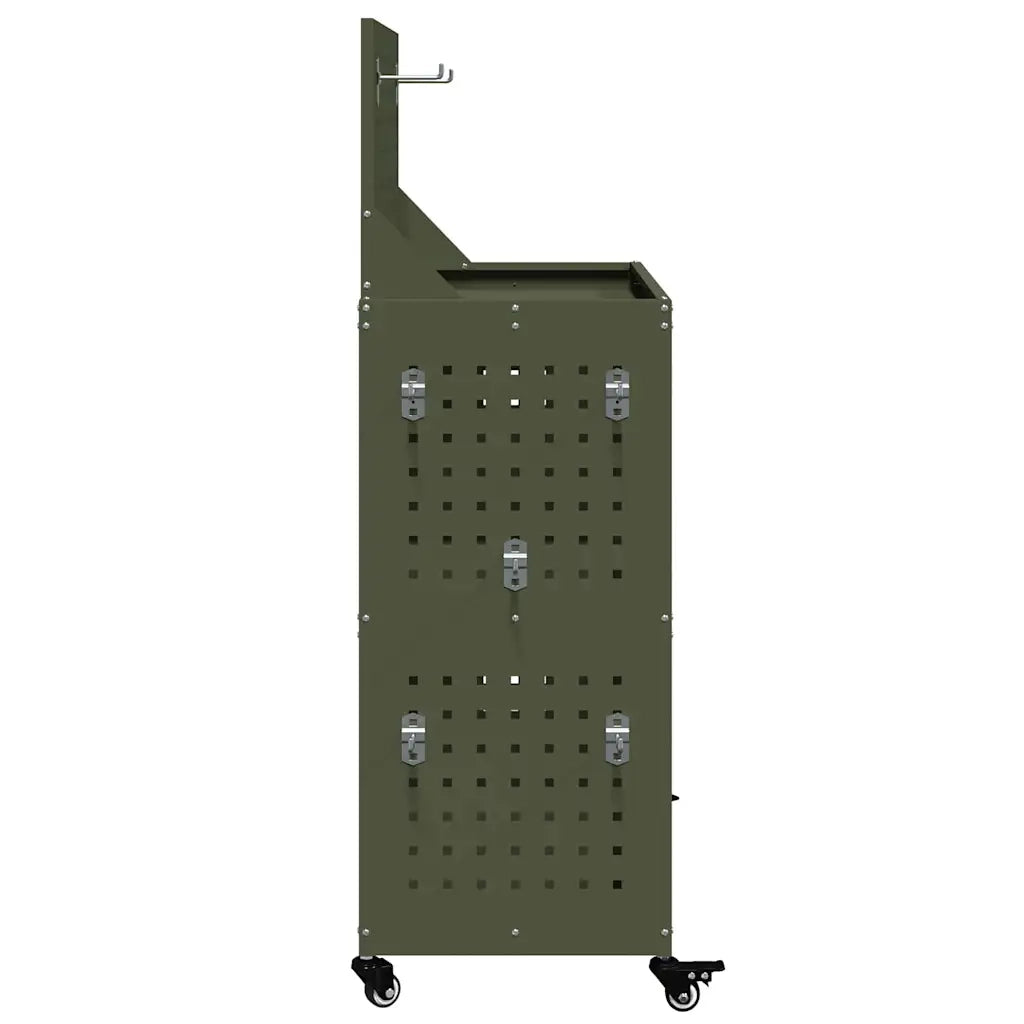 Carrello per Attrezzi con ruota Verde oliva 65 x 35 x 111 cm 874549