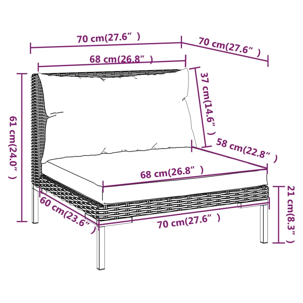 Divani da Giardino 8 pz con Cuscini in Polyrattan Grigio Scuro 3099861
