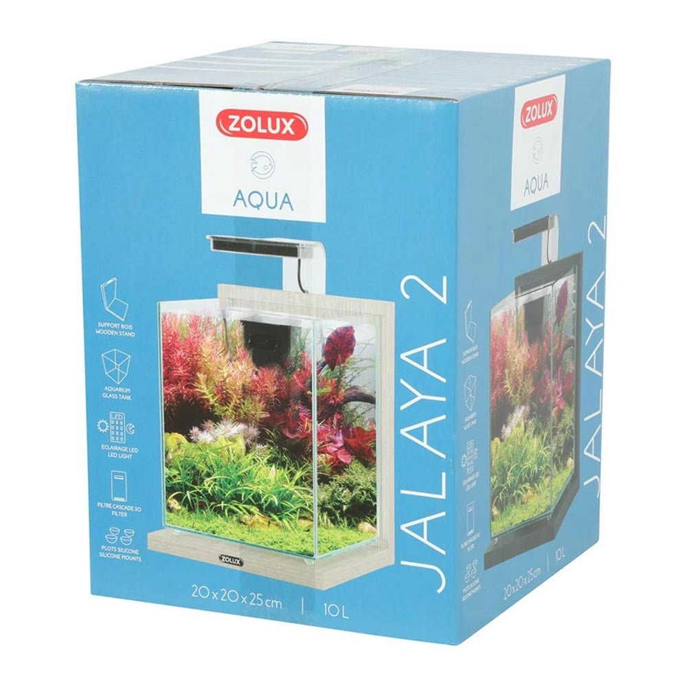 Zolux Jalaya 2 10L - acquario cm22,4x23,3x28,5h completo di filtro interno e plafoniera LED Colore: Zebrano Grigio