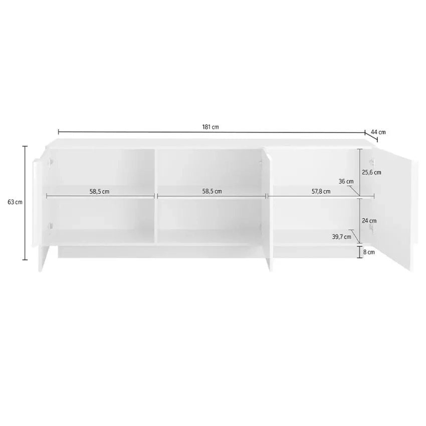 Vergonte, Mobile Porta tv 3 Ripiani, 182x44x63h cm Marrone Quercia