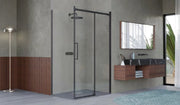 Box Doccia 2 lati 90x110 cm SENZA TELAIO H200 cm da 8mm: lato fisso + porta scorrevole FIORE Nero Opaco